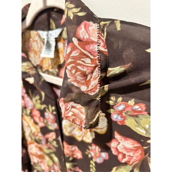 CAbi Silk Multicolor Floral Print Blouse - Picture 7 of 9
